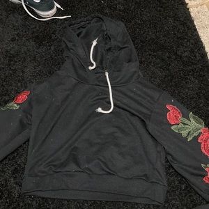Cute flower crop top hoodie